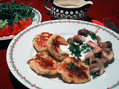 Kartoffeltaler mit Kräuterchampignons