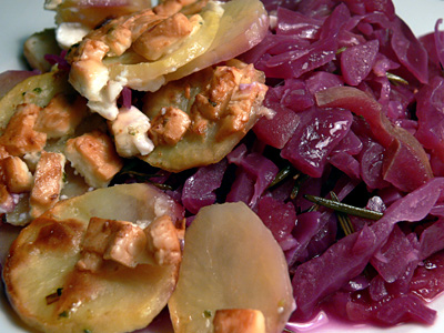 Rotkohl-Kartoffel-Gratin
