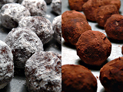 Helle und dunkle Rumkugeln